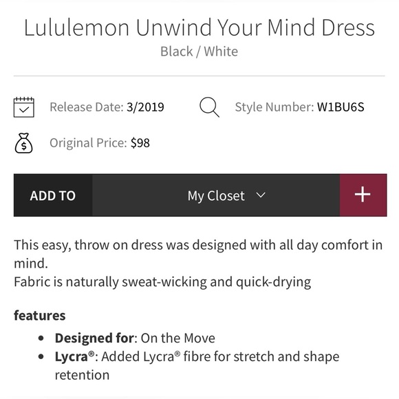 Lululemon Unwind Your Mind Dress Black White Size 6? - Picture 3 of 11